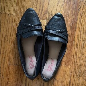 Jellypop Black Pointed-Toe Slip-On Flats with Braided Straps